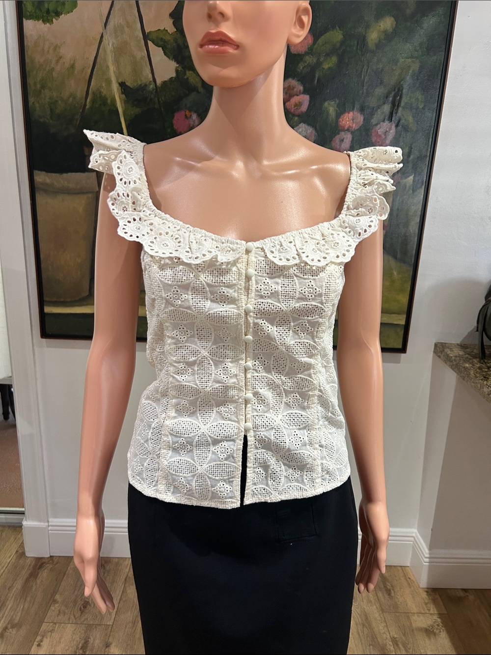 NWT line and dot Auriela ivory eyelet sleeveless corset top